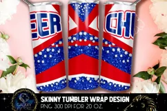 Cheer Tumbler Sublimation, Blue Red White Cheer Tumbler Product Image 4