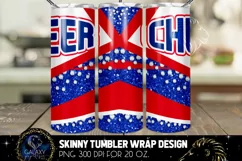 Cheer Tumbler Sublimation, Blue Red White Cheer Tumbler Product Image 6