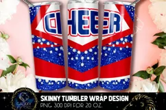 Cheer Tumbler Sublimation, Blue Red White Cheer Tumbler Product Image 3