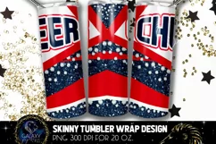 Cheer Tumbler Sublimation, Blue Red White Cheer Tumbler Product Image 2