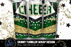 Cheer Tumbler Sublimation, Green Gold White Black Cheer Product Image 1