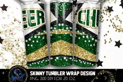 Cheer Tumbler Sublimation, Green Gold White Black Cheer Product Image 2