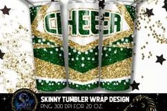 Cheer Tumbler Sublimation, Green Gold White Cheer Tumbler Product Image 1