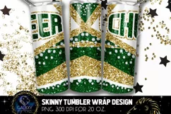 Cheer Tumbler Sublimation, Green Gold White Cheer Tumbler Product Image 2