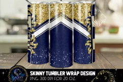 Cheer Tumbler Sublimation, Blue Gold Tumbler Design PNG Product Image 2
