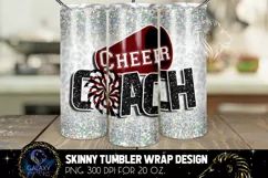 Cheer Coach Tumbler Sublimation Design PNG, Maroon White Product Image 3