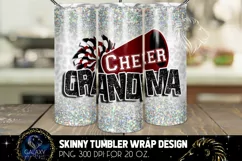 Cheer Grandma Tumbler Sublimation Design PNG, Maroon Black Product Image 1