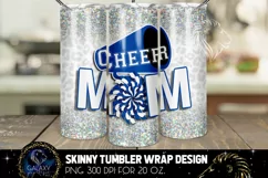 Cheer Mom Tumbler Sublimation, White Blue Cheer Mom Tumbler Product Image 1