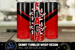 Cheer Coach Tumbler Sublimation, Red Black Tumbler Design Product Image 1