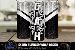 Cheer Coach Tumbler Sublimation, Black White Leopard Coach Product Image 1
