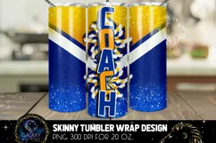 Cheer Coach Tumbler Sublimation, Blue Yellow Tumbler Design Product Image 1