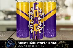 Cheer Coach Tumbler Sublimation, Purple Gold Yellow Cheer Product Image 1