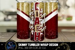 Cheer Coach Tumbler Sublimation, Maroon Gold Tumbler Design Product Image 1