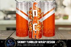 Cheer Coach Tumbler Sublimation, Orange White Cheer Coach Product Image 1