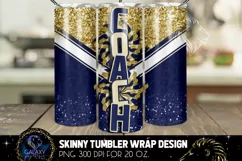 Cheer Coach Tumbler Sublimation, Blue Gold Tumbler Design Product Image 1