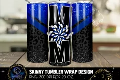 Cheer Mom Tumbler Sublimation Design PNG, Black and Blue Product Image 1
