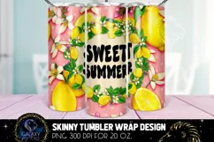 Pink Sweet Summer Tumbler Sublimation, Groovy Lemon Tumbler Product Image 1