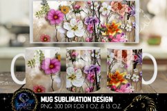 Watercolor Flowers Mug Sublimation | Floral Mug Sublimation Product Image 1