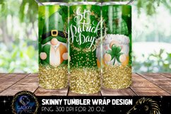 Gnome St Patricks Day 20 Oz. Skinny Tumbler Wrap Sublimation Product Image 3