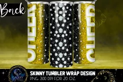 Yellow Cheer Glitter Tumbler Sublimation, Tumbler Design PNG Product Image 4