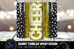 Yellow Cheer Glitter Tumbler Sublimation, Tumbler Design PNG Product Image 3