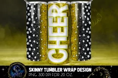 Yellow Cheer Glitter Tumbler Sublimation, Tumbler Design PNG Product Image 1