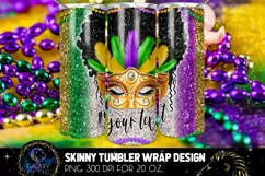 Afro Messy Bun Mardi Gras Tumbler Sublimation Design Product Image 1