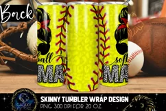 Softball Mama 20 Oz. Skinny Tumbler Wrap Sublimation Design Product Image 2
