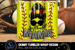 Softball Mama 20 Oz. Skinny Tumbler Wrap Sublimation Design Product Image 1