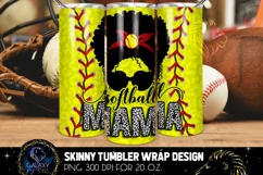 Softball Mama 20 Oz. Skinny Tumbler Wrap Sublimation Design Product Image 1