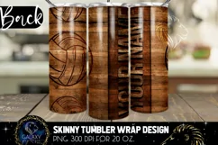 Wood Volleyball Ball Tumbler Sublimation Design Product Image 3