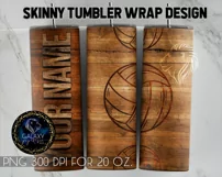 Wood Volleyball Ball Tumbler Sublimation Design Product Image 2