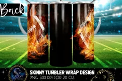 Fire Football Ball Tumbler Sublimation Design Product Image 2