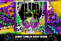 Afro Messy Bun Mardi Gras Tumbler Sublimation Design Product Image 1
