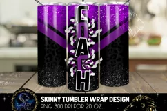 Purple Black Coach Cheer Tumbler Sublimation Design PNG Product Image 1