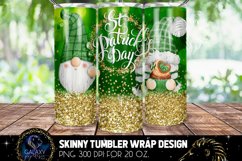 Gnome St Patricks Day 20 Oz. Skinny Tumbler Wrap Sublimation Product Image 4