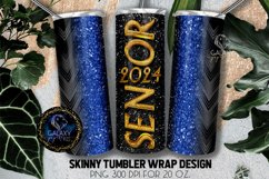 Blue Senior 2024 Glitter Tumbler Sublimation Design PNG Product Image 1