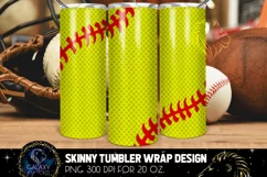 Softball Ball 20 Oz. Skinny Tumbler Wrap Sublimation Design Product Image 1