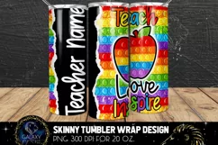 Teacher Pop it Fidget 20 Oz. Skinny Tumbler Wrap Sublimation Product Image 1