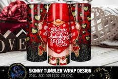 Gnome Valentines day Tumbler Sublimation, Tumbler Design Product Image 1