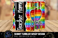 Teacher Pop it Fidget 20 Oz. Skinny Tumbler Wrap Sublimation Product Image 2