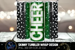 Green Cheer Glitter Tumbler Sublimation, Tumbler Design PNG Product Image 3