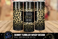Leopard Gold Glitter 20 Oz. Skinny Tumbler Wrap Sublimation Product Image 3