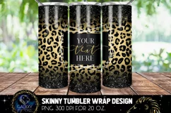 Leopard Gold Glitter 20 Oz. Skinny Tumbler Wrap Sublimation Product Image 1