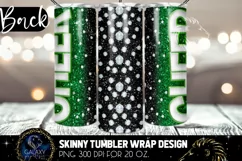 Green Cheer Glitter Tumbler Sublimation, Tumbler Design PNG Product Image 2