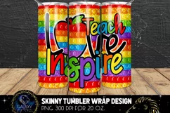 Teacher Pop it Fidget 20 Oz. Skinny Tumbler Wrap Sublimation Product Image 1