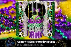 Afro Messy Bun Mardi Gras Tumbler Sublimation Design Product Image 1