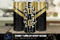 Black & Gold Coach Cheer Tumbler Sublimation Design PNG Product Image 1