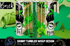 St Patricks Day Messy Bun Tumbler Sublimation Design Product Image 3