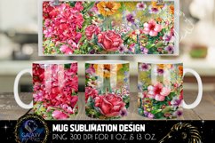 Watercolor Flowers Mug Sublimation | Floral Mug Sublimation Product Image 1